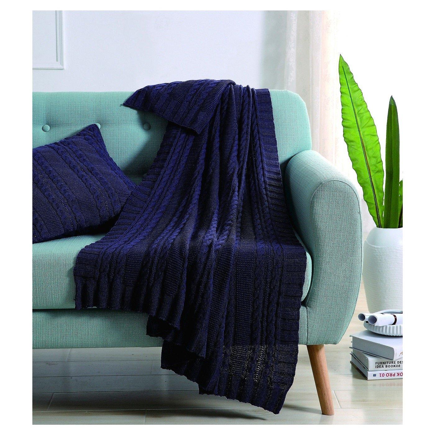 VCNY Dublin Cable Knit Throw Blanket, 50" x 70"