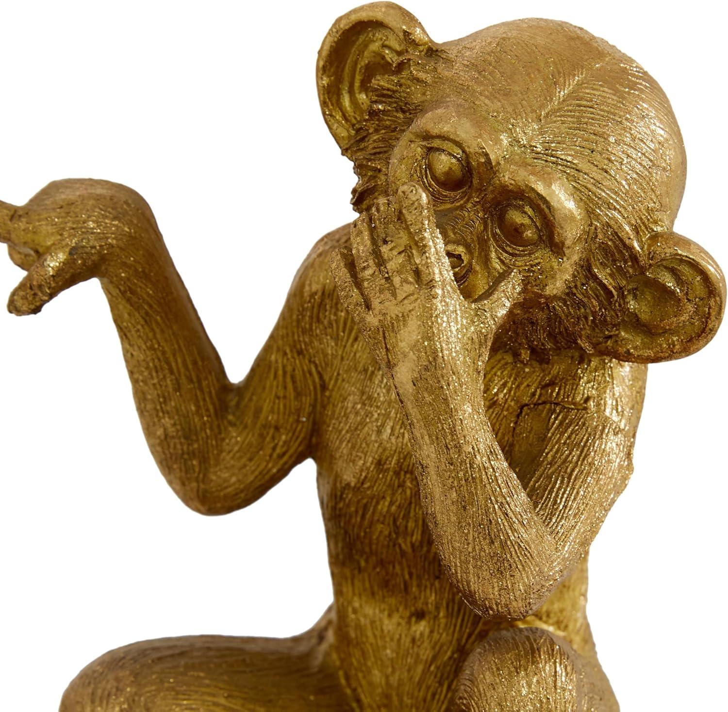 6", 6", 6"H Gold Polystone See No Evil Monkey Sculpture, by DecMode (3 Count)