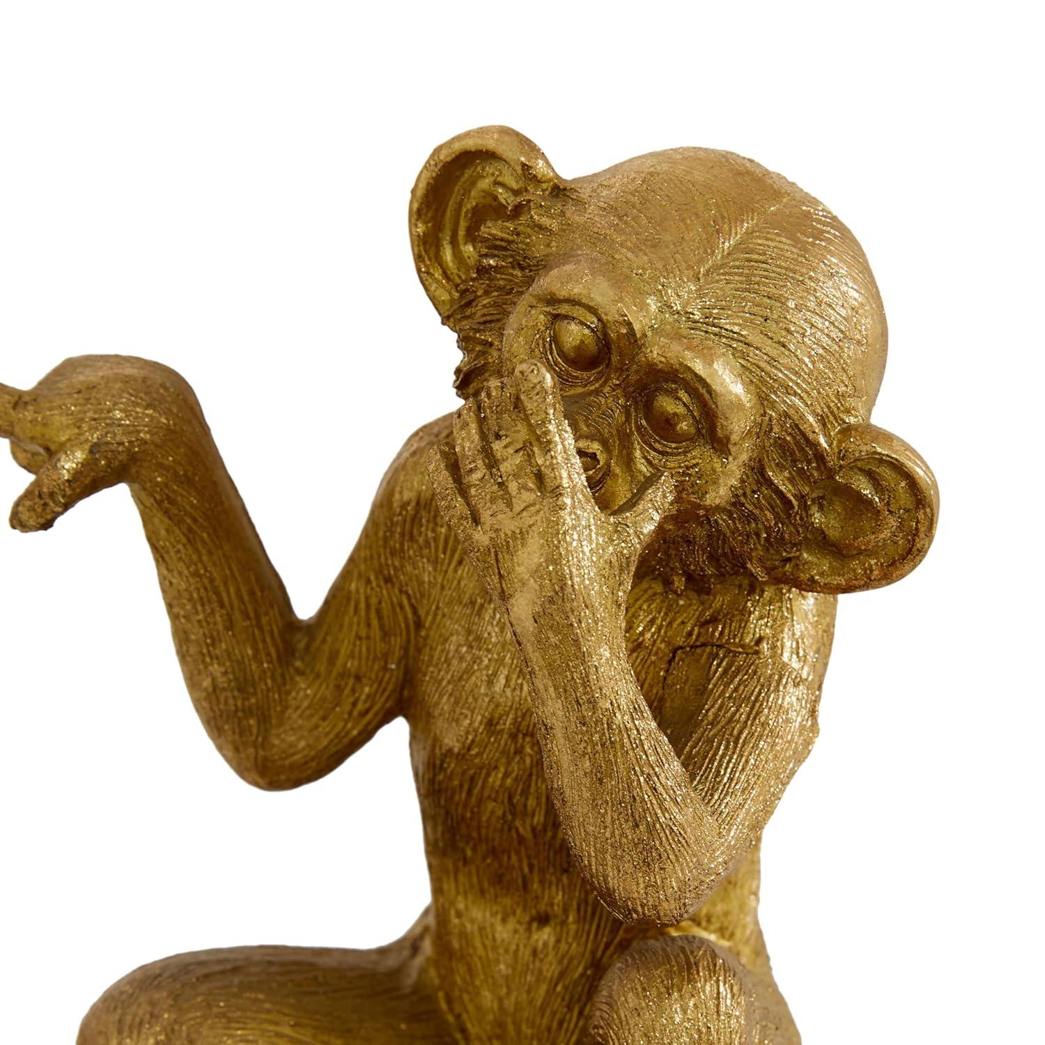 6", 6", 6"H Gold Polystone See No Evil Monkey Sculpture, by DecMode (3 Count)