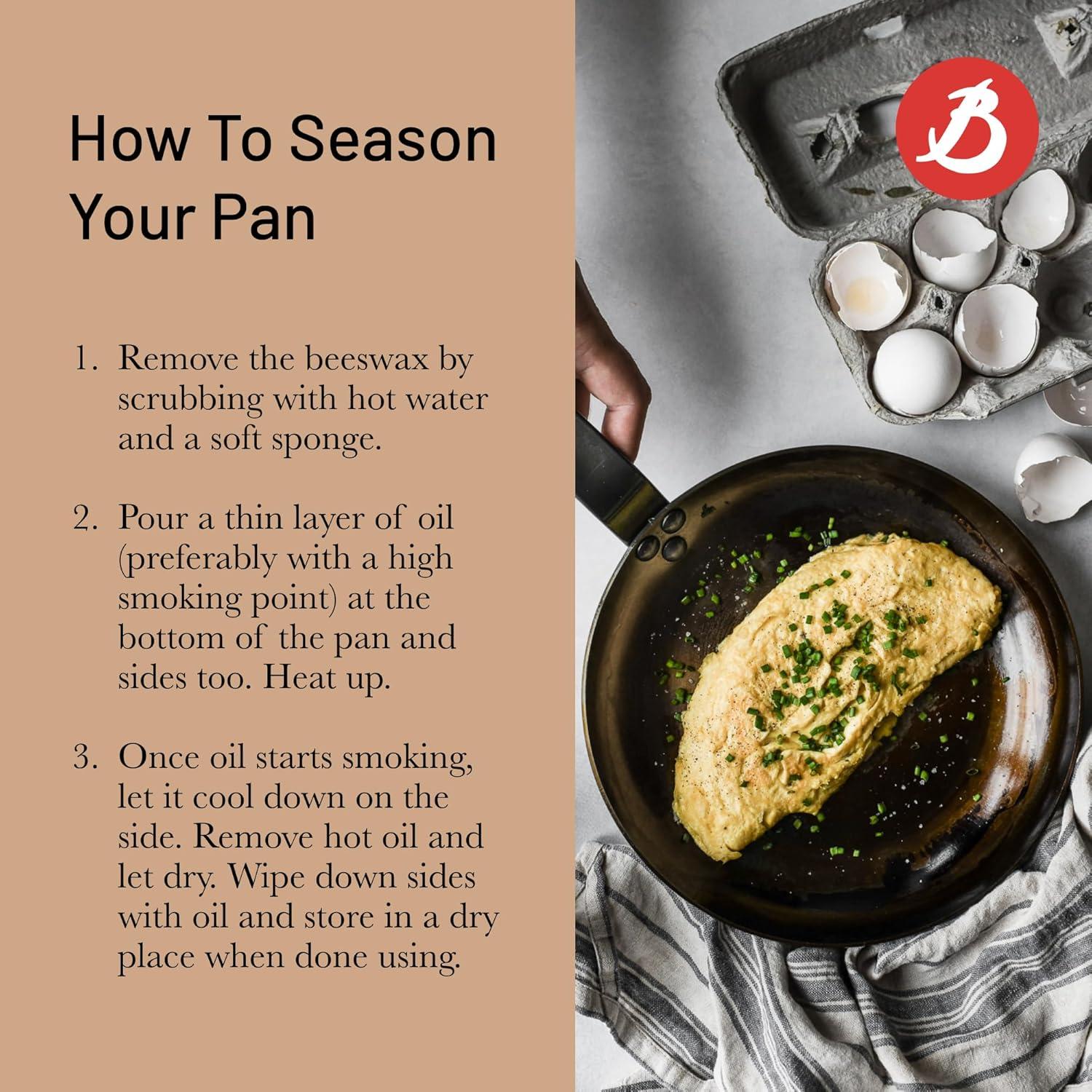 de Buyer - Mineral B Frying Pan - Nonstick Pan - Carbon and Stainless Steel - Induction-ready - 10.25"