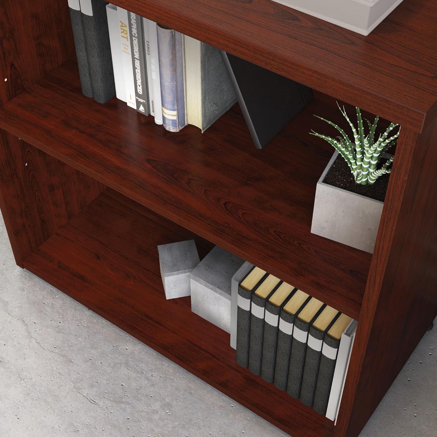 Classic Cherry Adjustable 2-Shelf Engineered Wood Bookcase