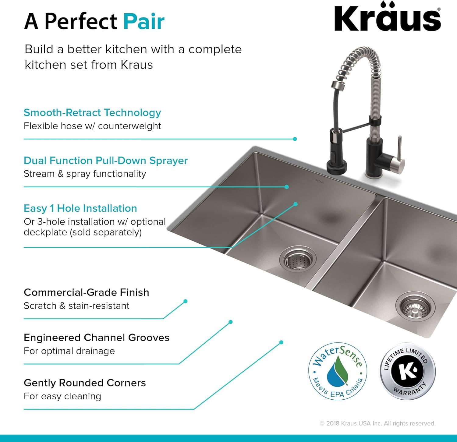 Standart PRO™ 33" L x 19" W Double Basin Undermount Kitchen Sink with Faucet