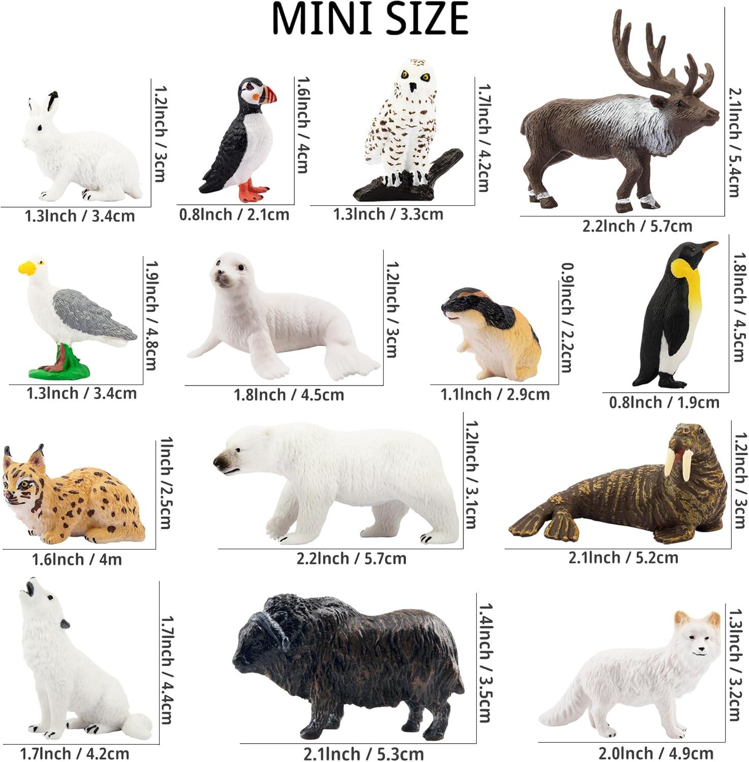 Mini Arctic Animal Figurines Set with 14 Pieces