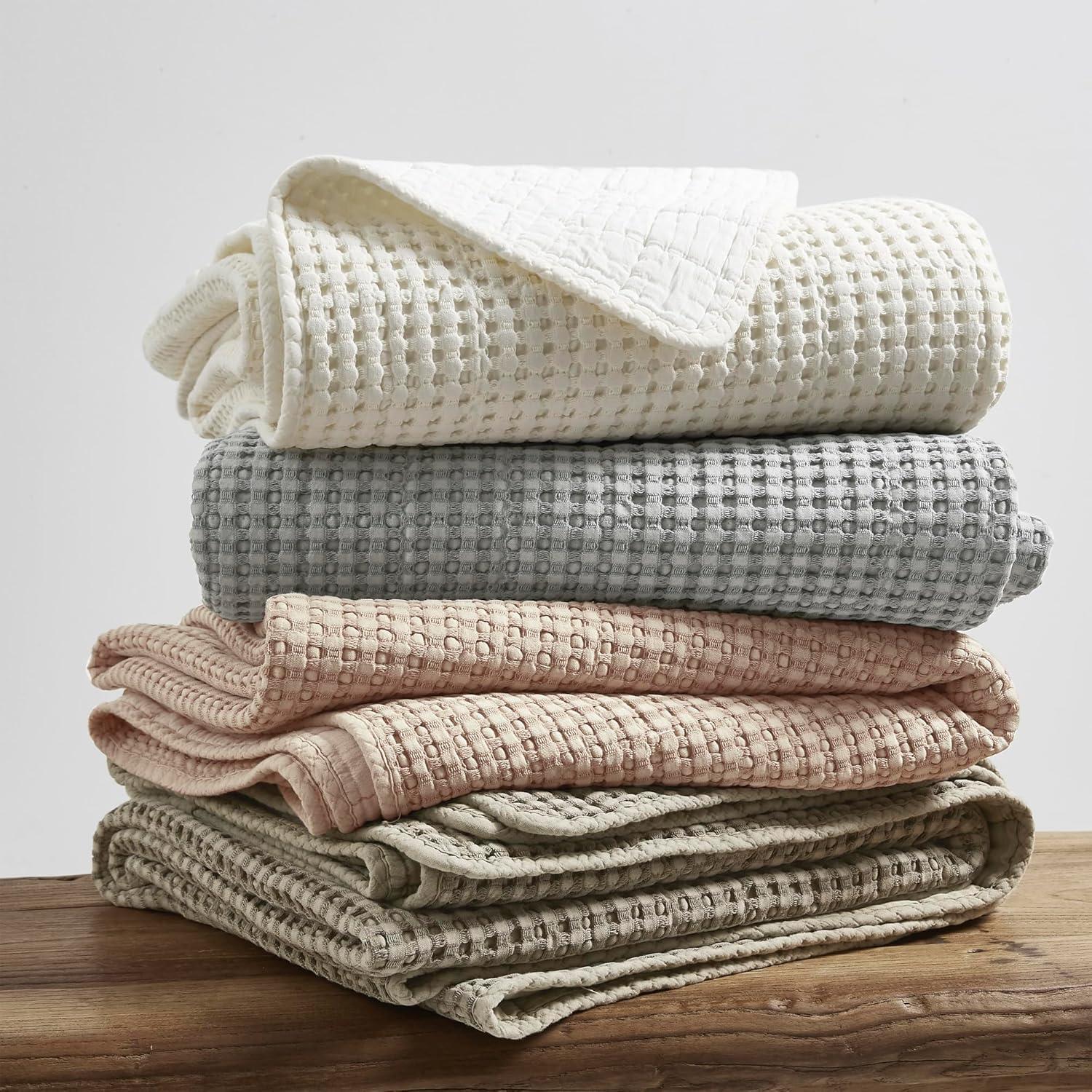 Mills Waffle Blush Bedspread Set - Full Bedspread and Two Standard Pillow Shams - Levtex Home