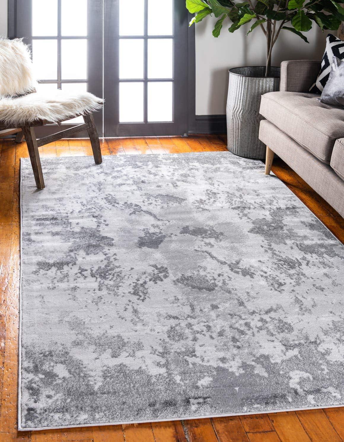 Unique Loom Metro Rug Light Gray/Gray 4' 1" x 6' 1" Rectangle Abstract Contemporary Perfect For Living Room Bed Room Dining Room Office