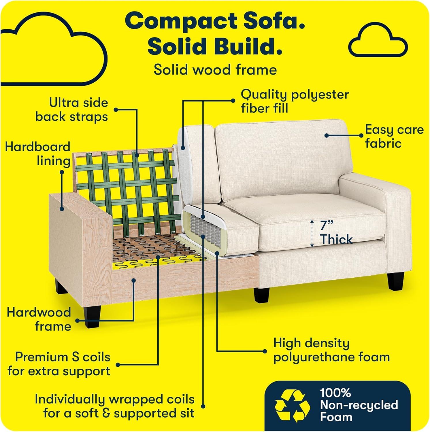 Serta Palisades 73" Track Arm Sofa, Easy Care Fabric, Soft Pillow Back, Pocket Coil Seat Cushions