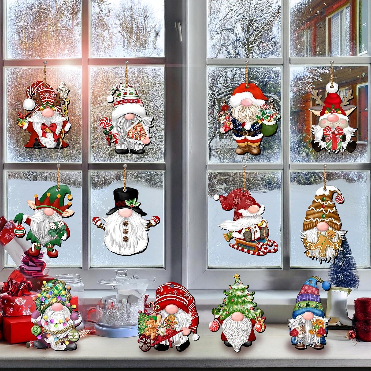 24pcs Gnome Christmas Ornaments Set - Festive Decorations with Wooden Gnomes for Tree Adornments & Ultimate Holiday Celebration Accessories
