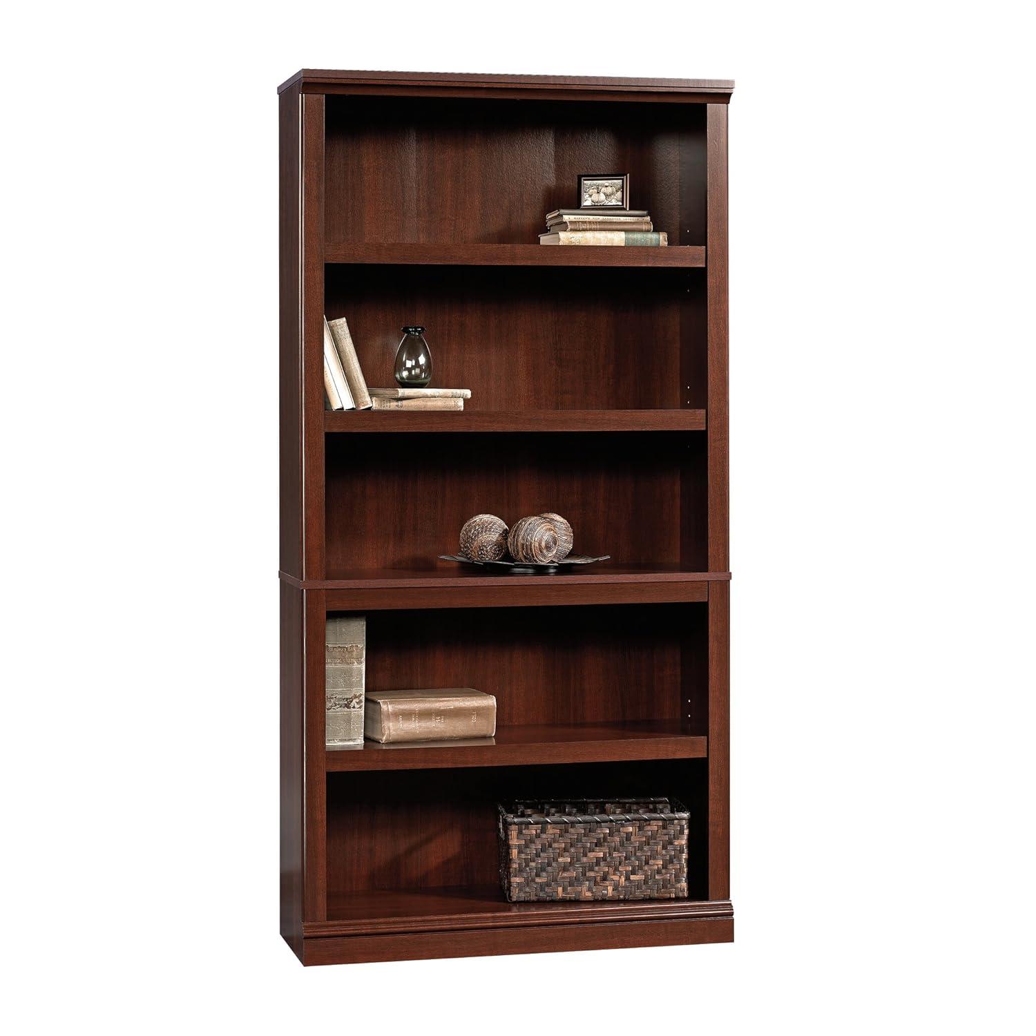 70" 5 Shelf Bookcase Select Cherry Red - Sauder: Transitional Style, MDF Frame, Adjustable Shelves