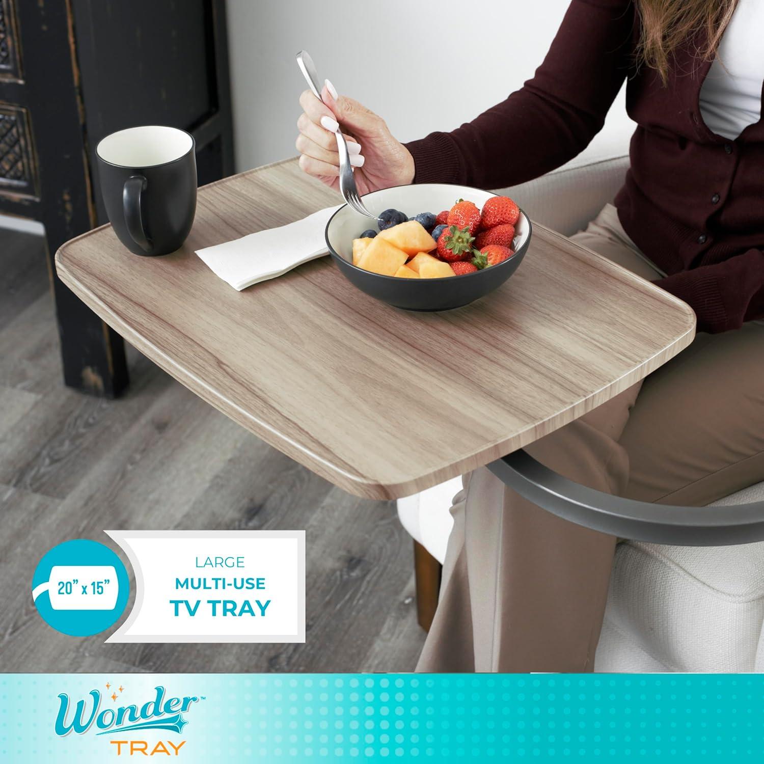 Stander Wonder Tray, Adjustable Swivel TV Tray Table, Large Laptop Stand, Couch Desk, Side Table & Gaming Desk, Tray for Eating on Couches, Chairs & Recliners, Graphite Base with Ash Gray Tray