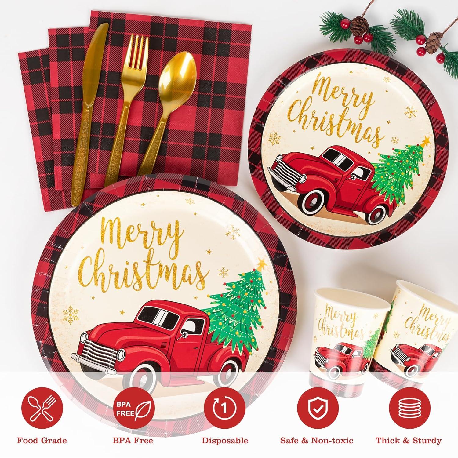 OPTERWQ Disposable Christmas Flatware Set