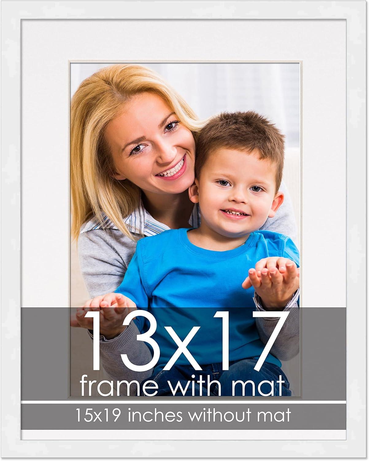 13x17 Frame White With White Picture Mat For 13x17 Photo - White 15x19 Frame To Display Print or