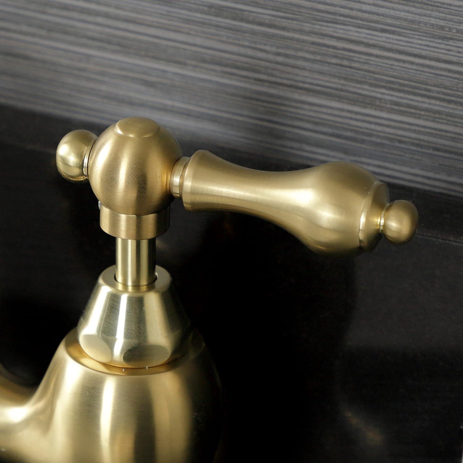 Kingston Brass English Country Two-Handle 3-Hole Deck Mount Bridge Bathroom Faucet with Brass Pop-Up