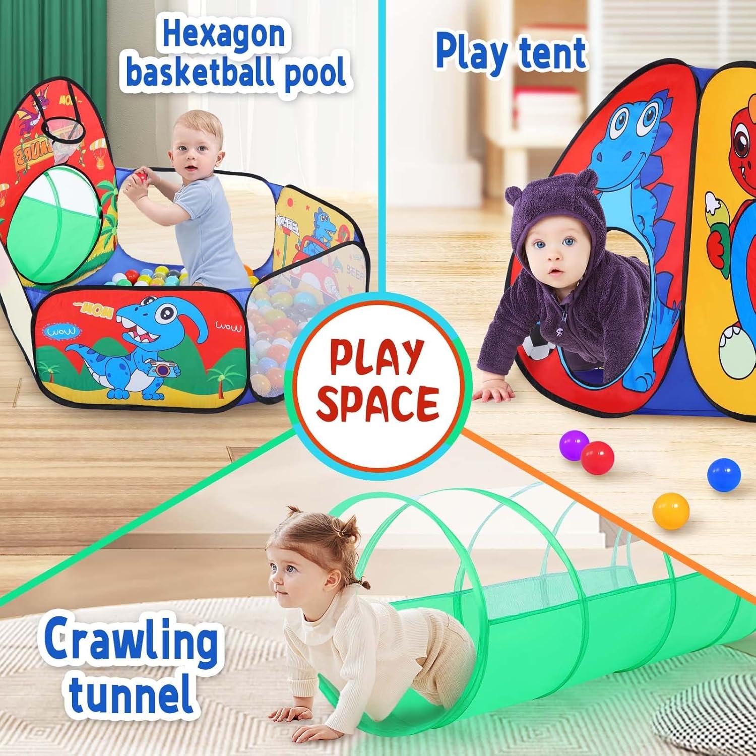 Blue Ocean 3-Piece Kids Play Tent with Tunnel and Ball Pit