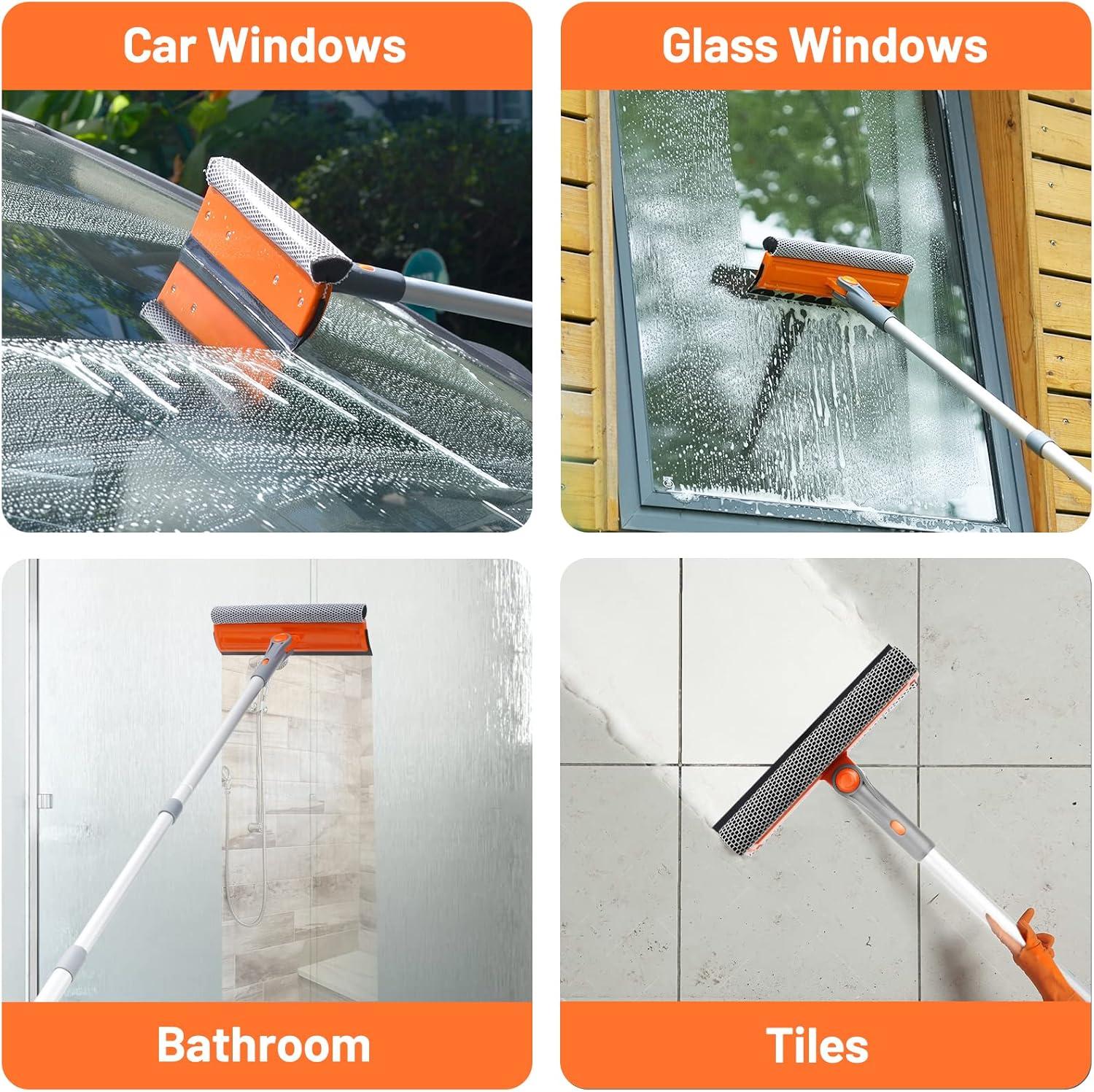 Adjustable Aluminum and Rubber Window Cleaning Squeegee Kit