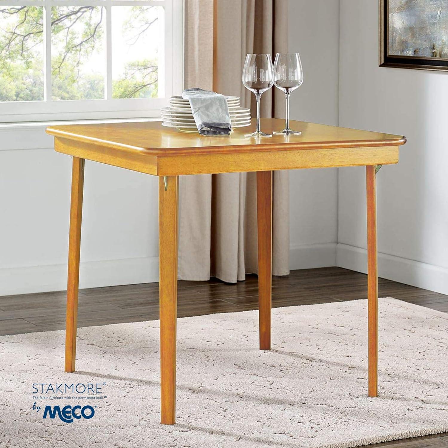 Straight Edge Folding Card Table Cherry - Stakmore: Wood Composite, Steel Hardware, No Assembly Required