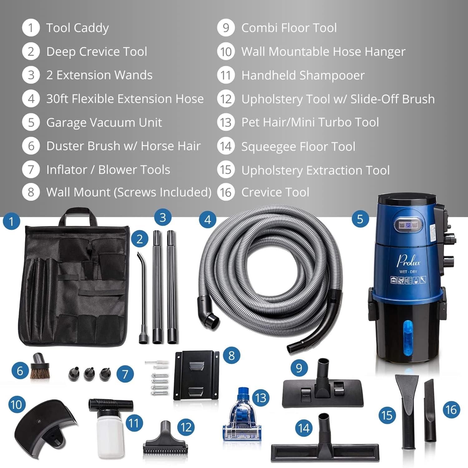 Prolux Professional Shop Wall Mounted Garage Vac Wet Dry Pick Up
