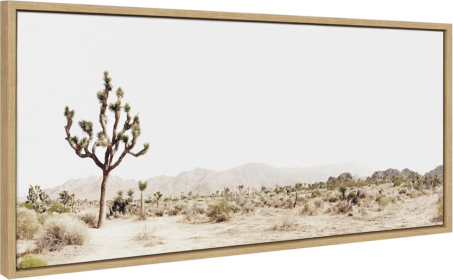 18" x 40" Sylvie Lone Joshua Tree by Amy Peterson Art Studio Framed Wall Canvas Natural: Modern Decor