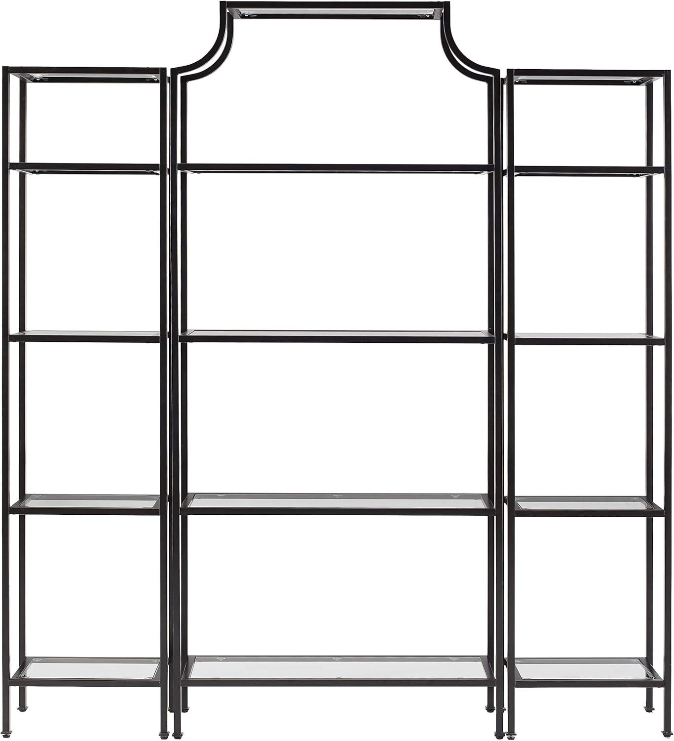 80.5" 3pc Aimee Narrow Etagere Set Oil Rubbed Bronze - Crosley: Tempered Glass Display, Steel Frame, Fixed Shelves