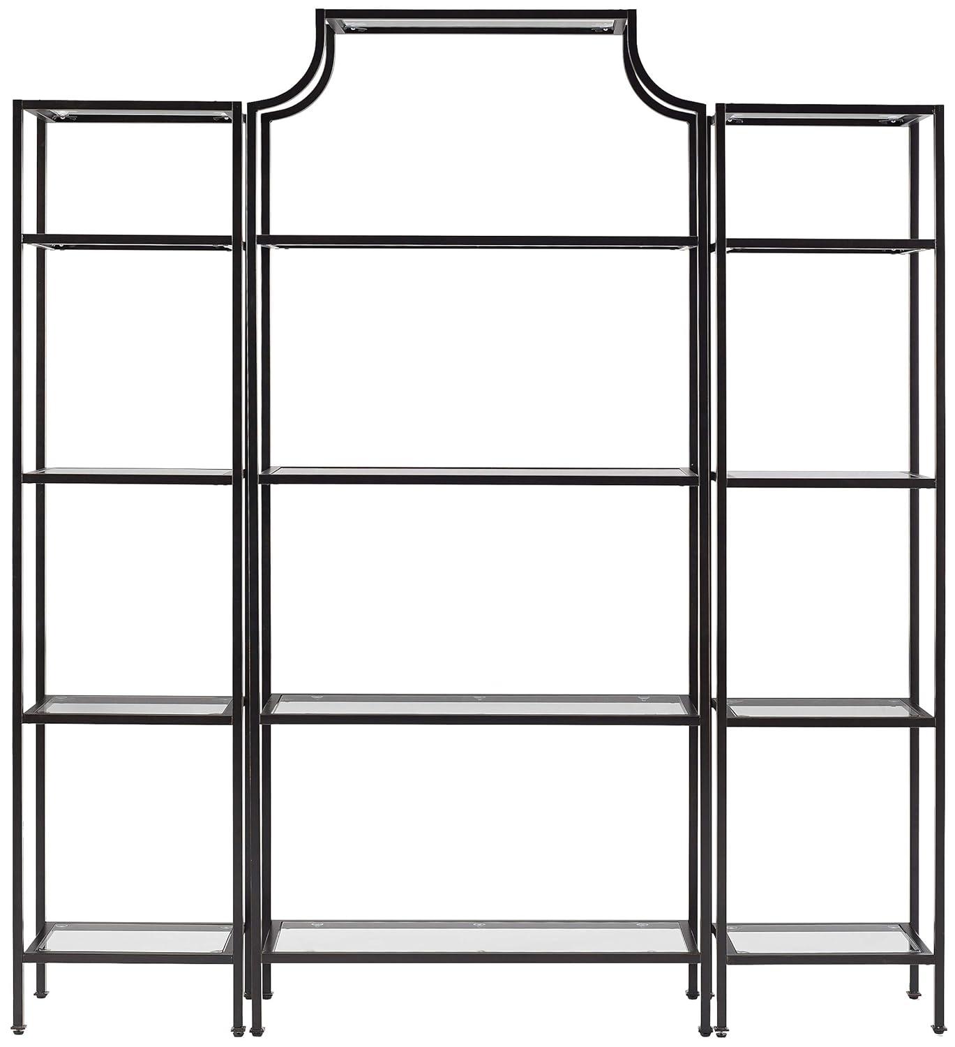 80.5" 3pc Aimee Narrow Etagere Set Oil Rubbed Bronze - Crosley: Tempered Glass Display, Steel Frame, Fixed Shelves