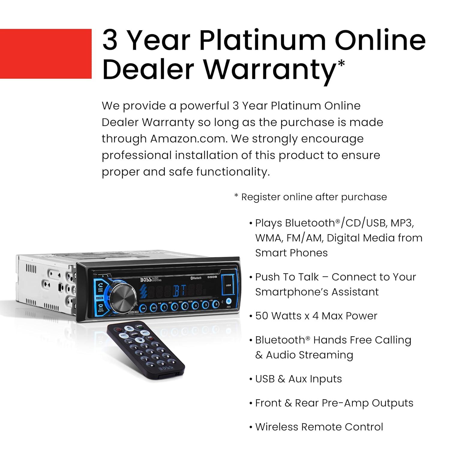 BOSS Audio Systems Elite 550B Car Stereo, Bluetooth, CD, MP3, USB, AM/FM Radio