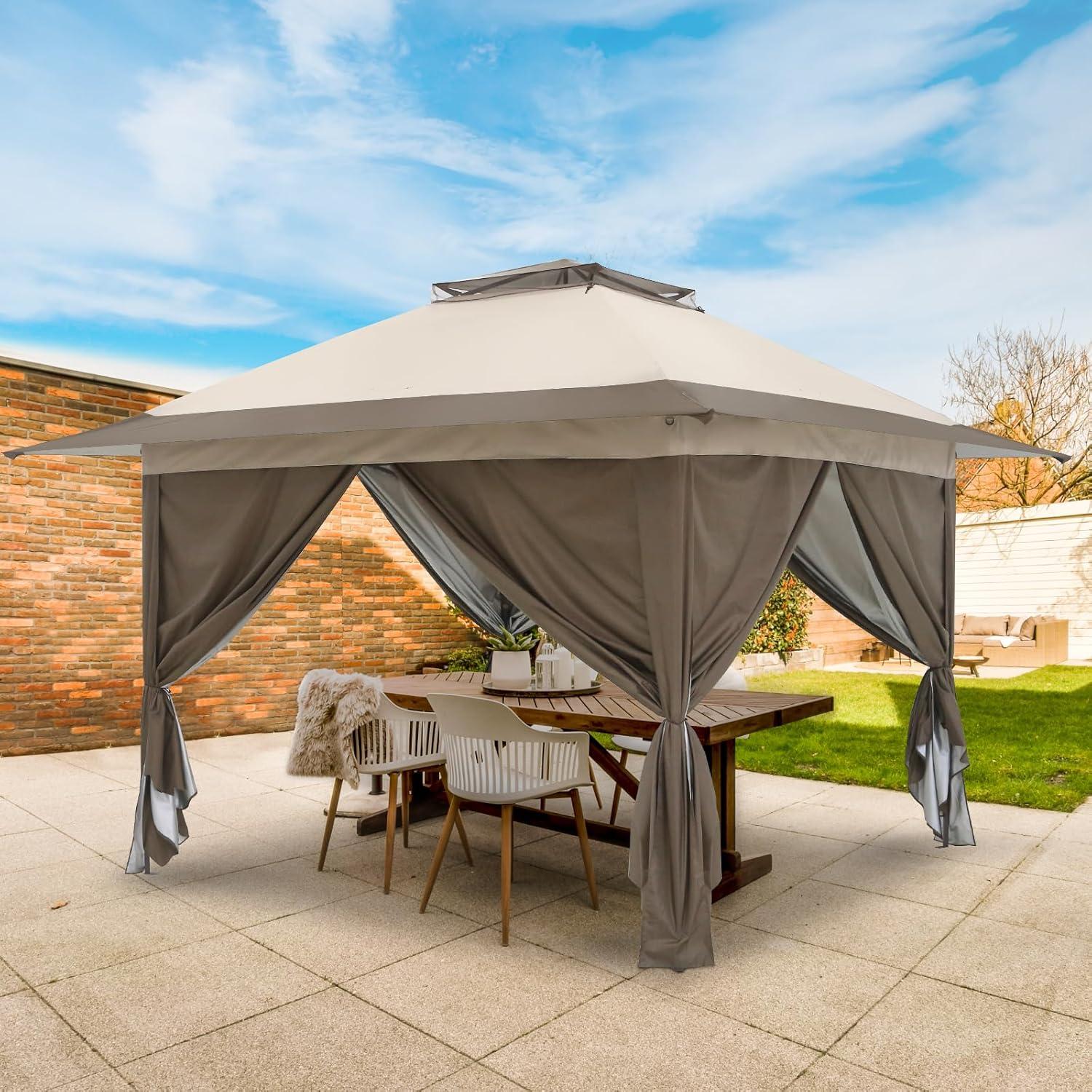 EAGLE PEAK Pop up Patio Gazebo 13 Ft. W x 13 Ft. D Metal Patio