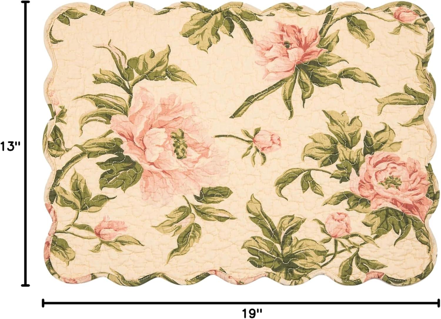 C&F Home 13" x 19" Journee Reversible Quilted Vintage Floral Scalloped  Spring & Summer Dining Tabletop Placemats, Set of 6