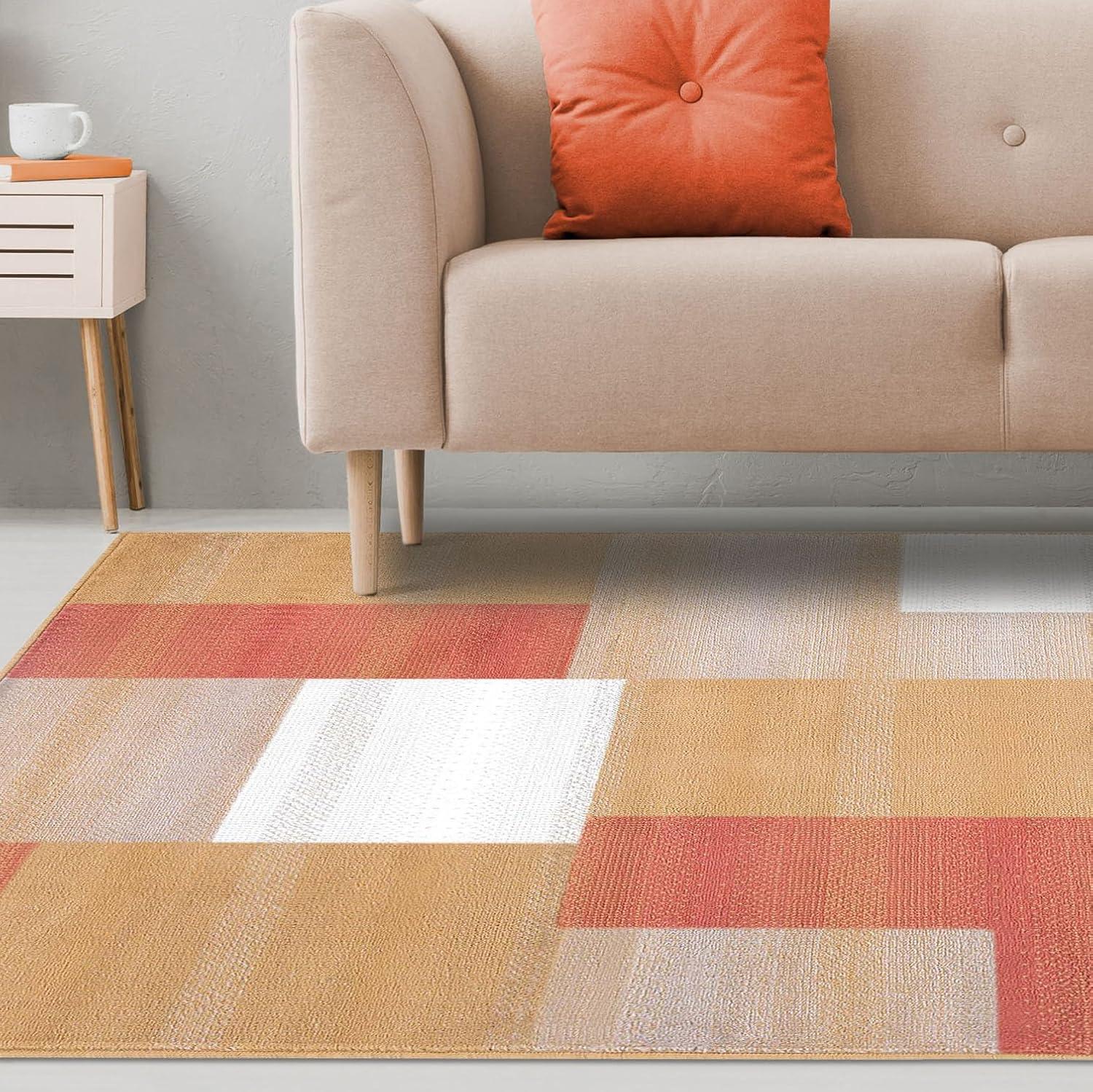 Superior Color Block Area Rug 5' x 8', Ginger