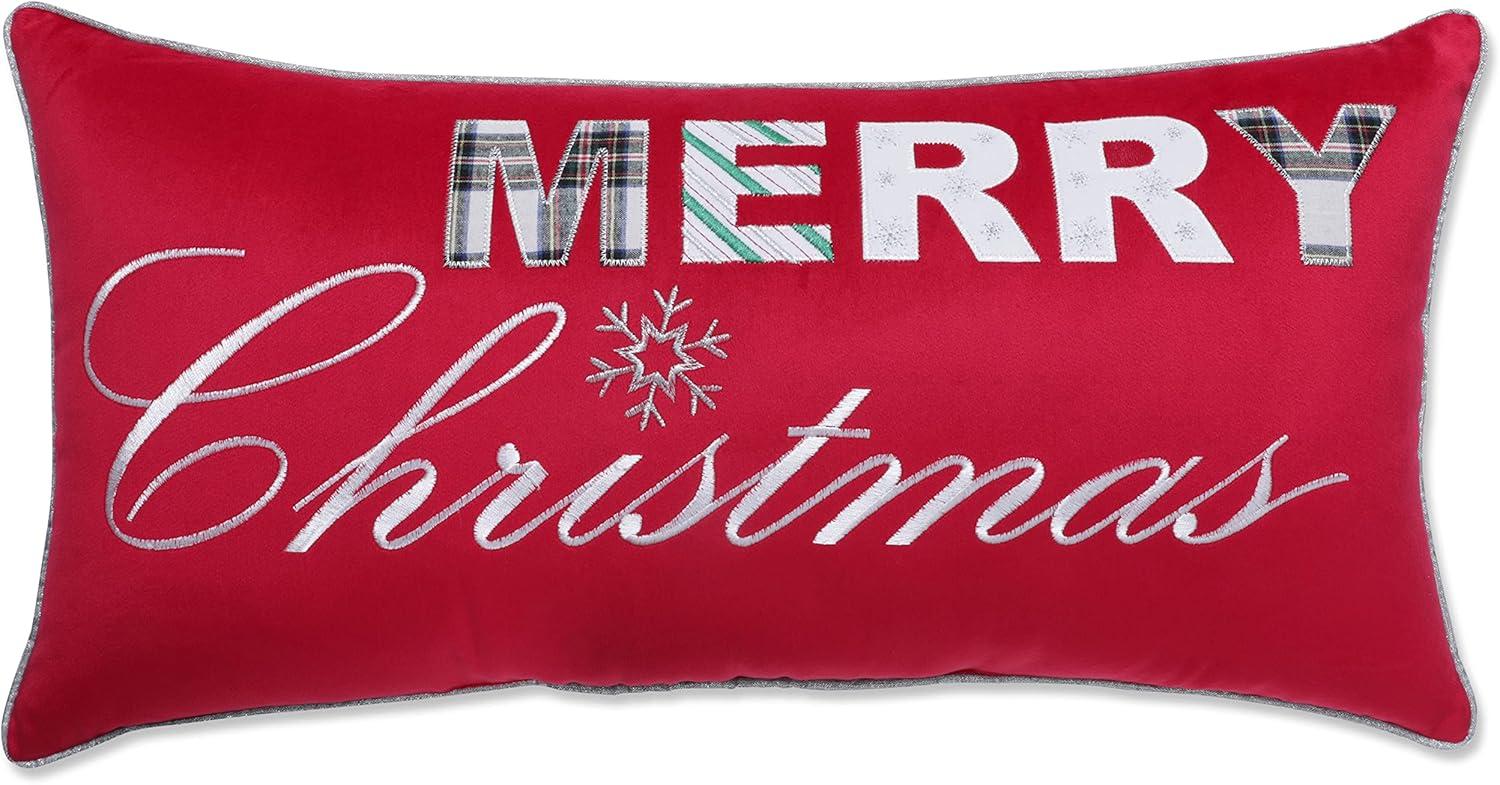 13"x25" Oversized Merry Christmas Lumbar Throw Pillow Red - Pillow Perfect