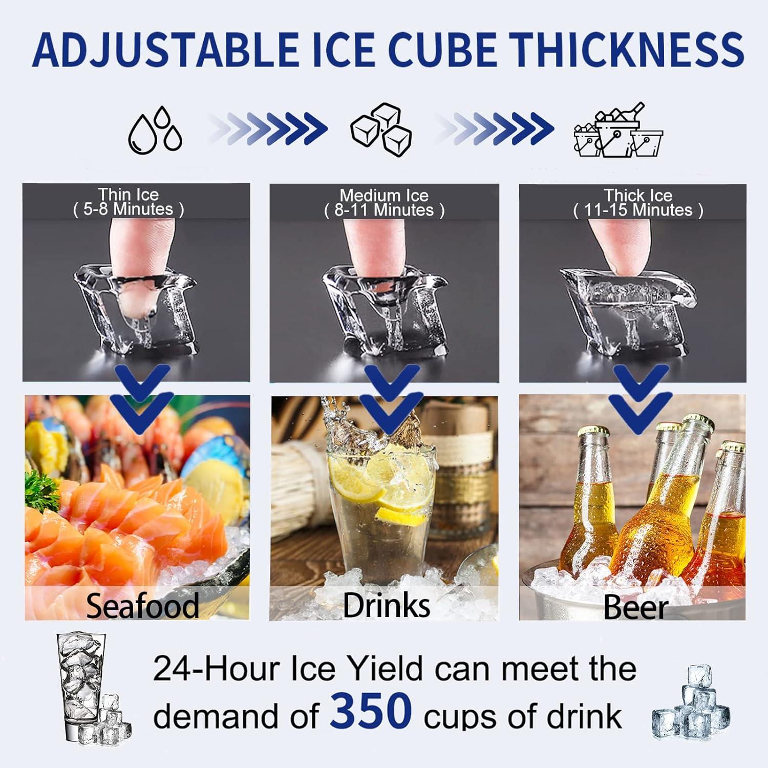 Commercial Maker 120 lb./24 H Freestanding Ice Maker Machine with 35 lbs. Storage, 2 Water Inlet Modes, Stainless Steel