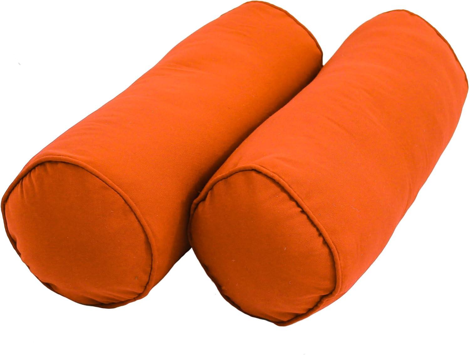 20 x 8 in. Double-Corded Solid Twill Bolster Pillows with Inserts, Tangerine Dream - Set of 2