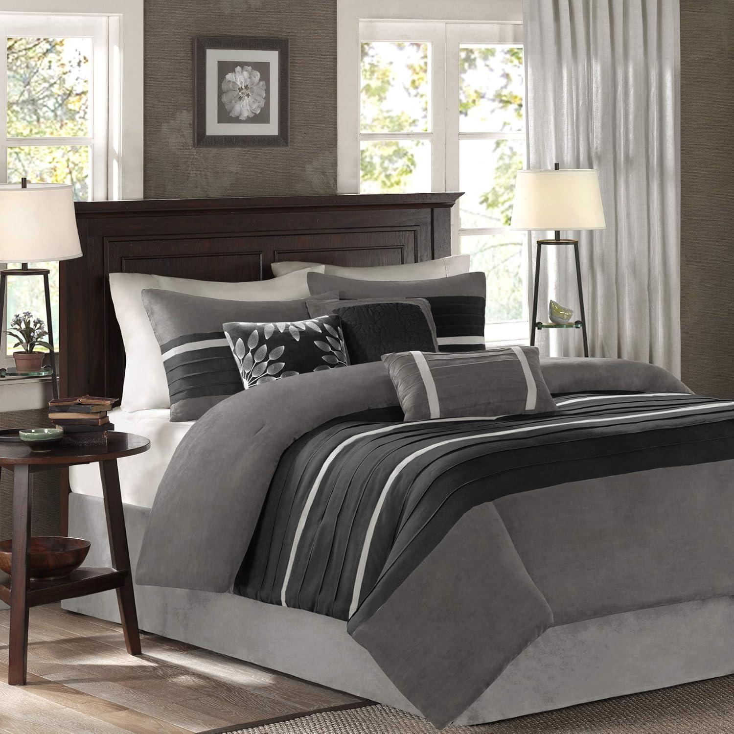 Madison Park Palmer 7 PC Pieced Faux Suede Comforter Set