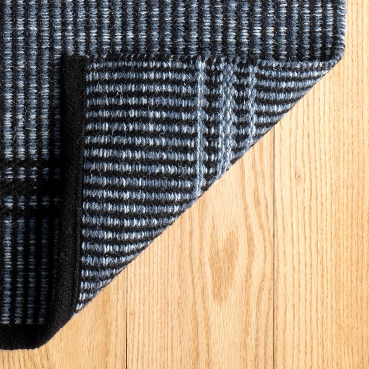 Malta Striped Handmade Handwoven Navy/Black Area Rug