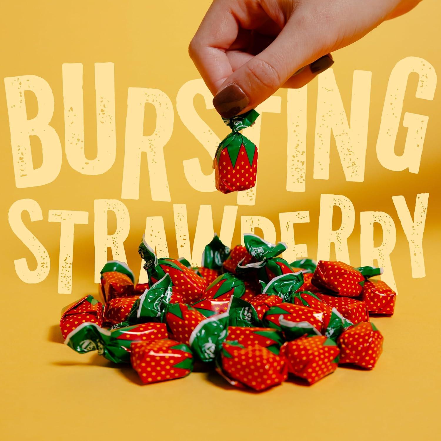 Strawberry Filled Hard Candy - Individually Wrapped Strawberry Bon Bons Candy 2 Pound Bulk Bag - Holiday Candy