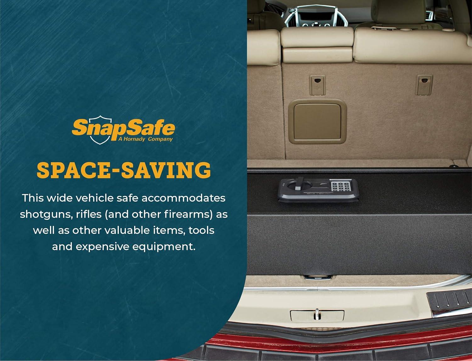 SnapSafe Trunk Safe II – Vehicle Gun Safes for Rifles and Shotguns – Security in Your Car or Truck, Protect Your Firearms, Ammo and Valuables – Black, Measures 7 x 42 x 13 Inches