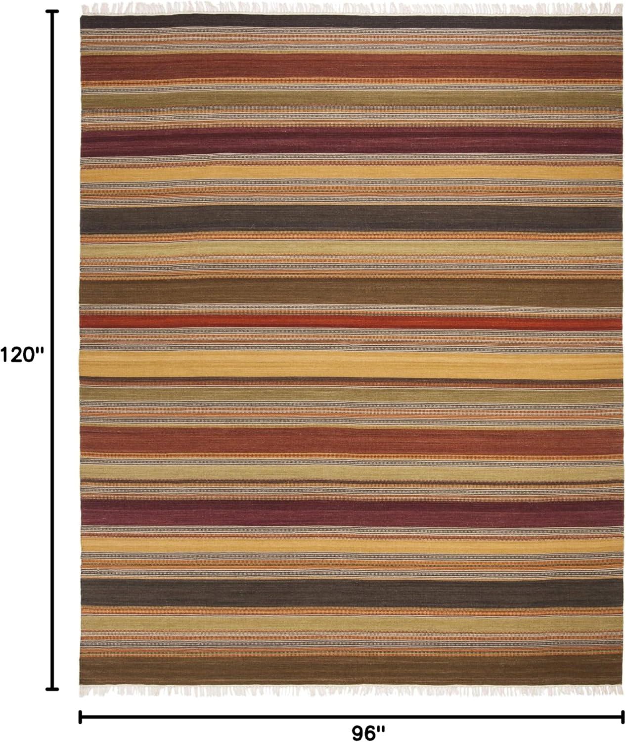 Striped Kilim STK315 Hand Woven Indoor Area Rug - Gold - 8'x10' - Safavieh