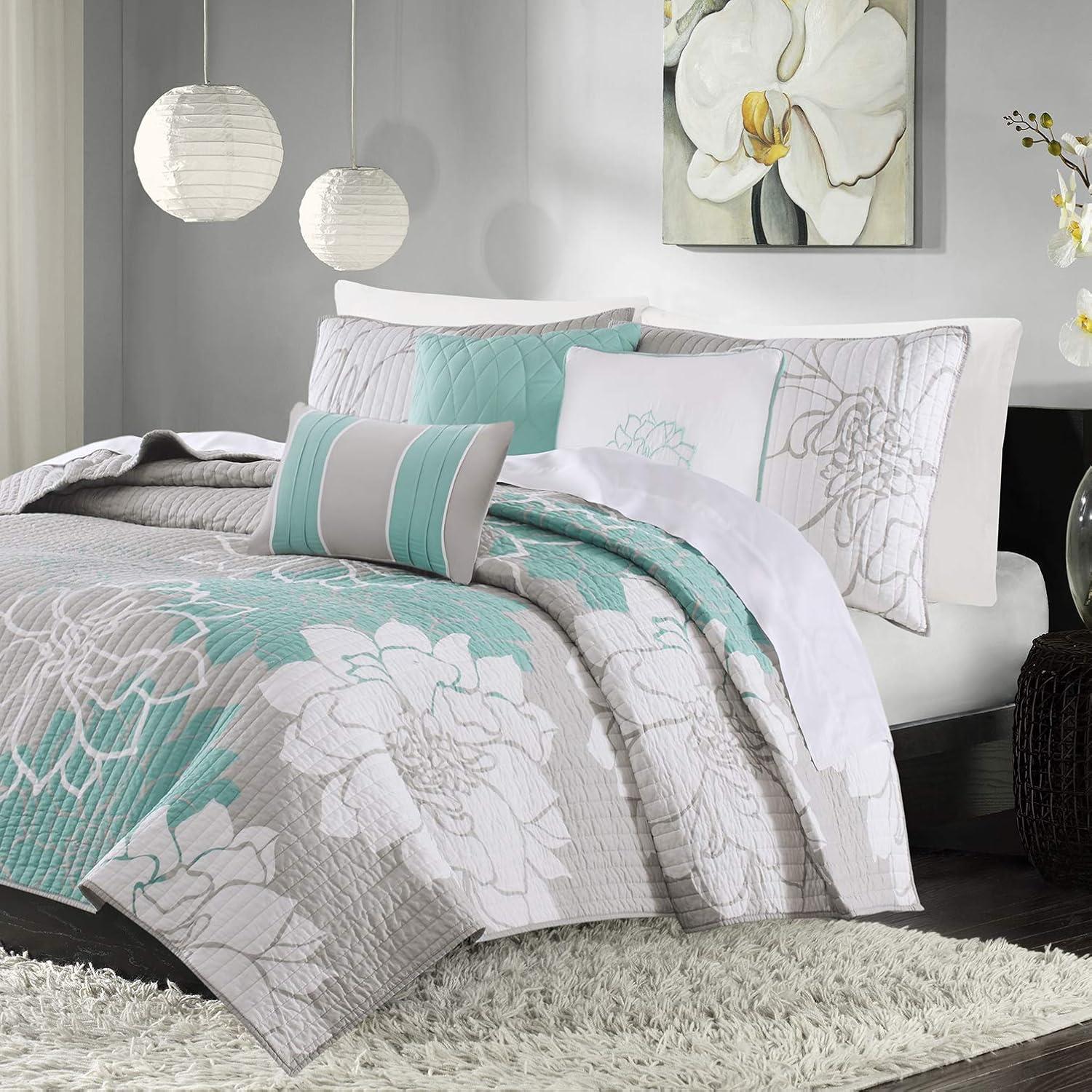 Lola Floral 6 Piece Reversible Cotton Quilt Set