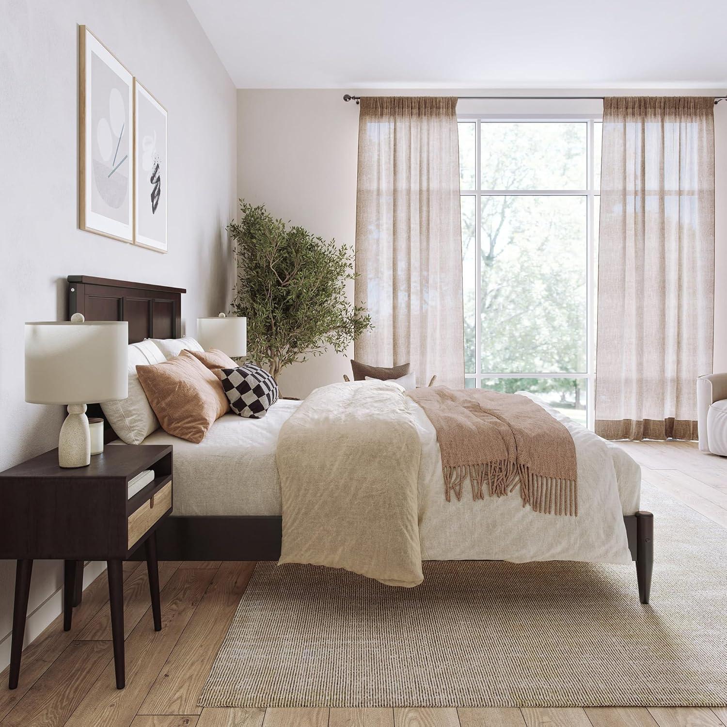 AFI Charlotte Full Solid Wood Low Profile Platform Bed, Espresso