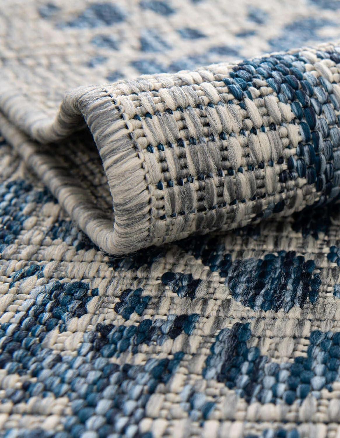 Unique Loom 5' 3 x 5' 3 Square Indoor/Outdoor Traditional Blue Area Rug