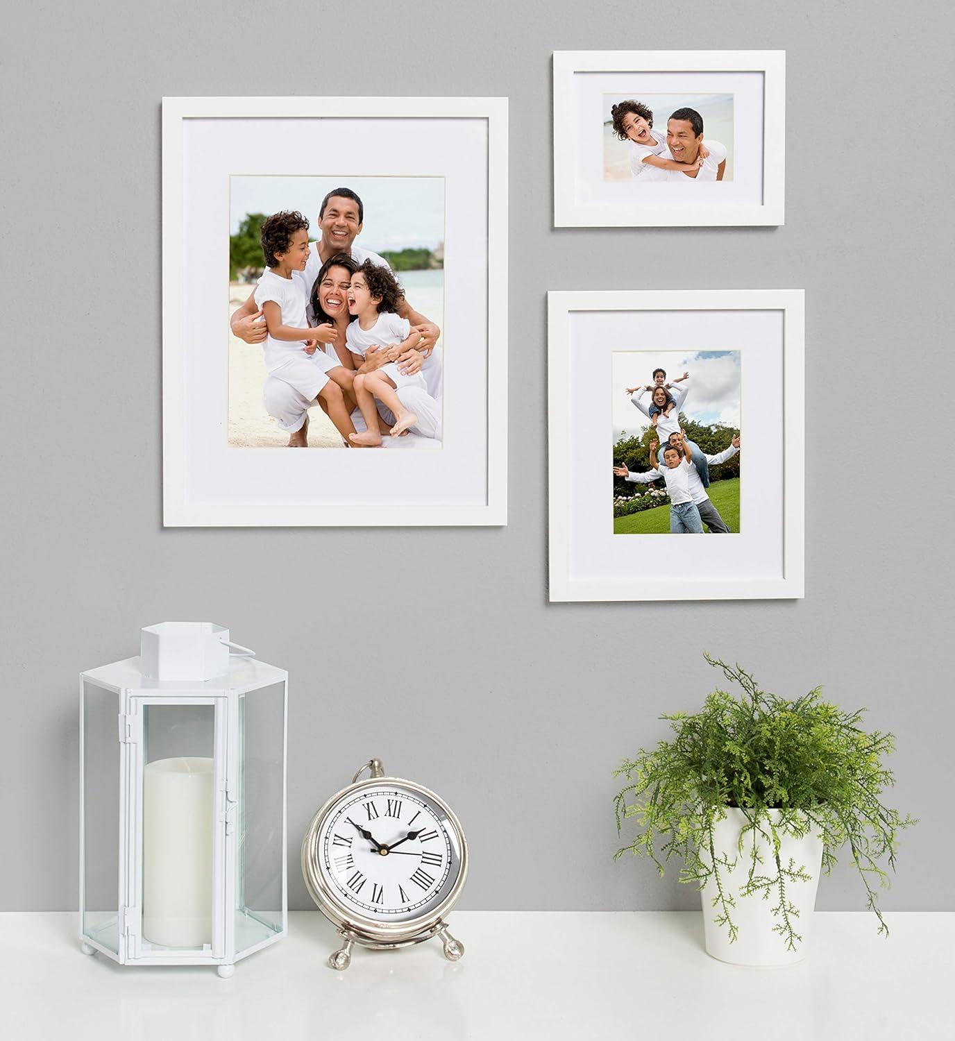 DesignOvation Gallery Rectangle Wood Wall Frame, 11x14 matted to 8x10, White