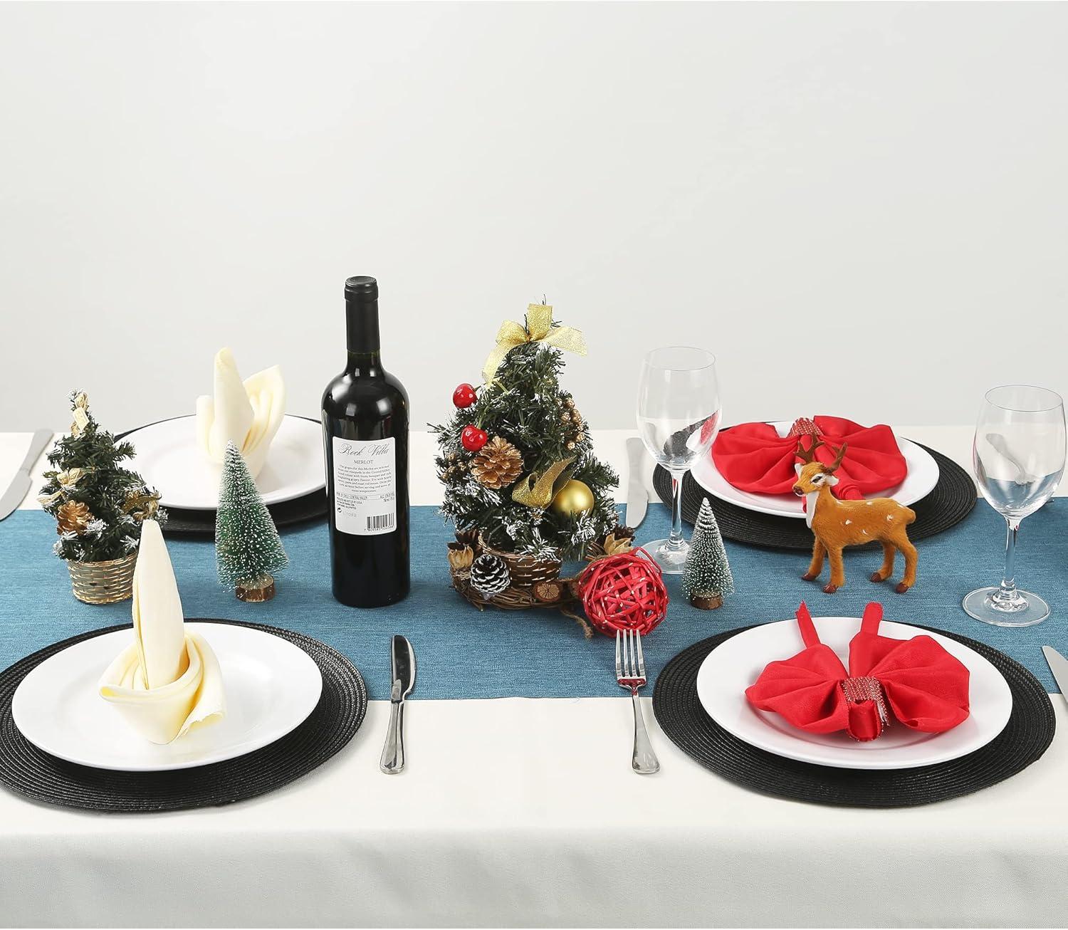 Black Round Polypropylene Placemats Set of 6 for Dining Table