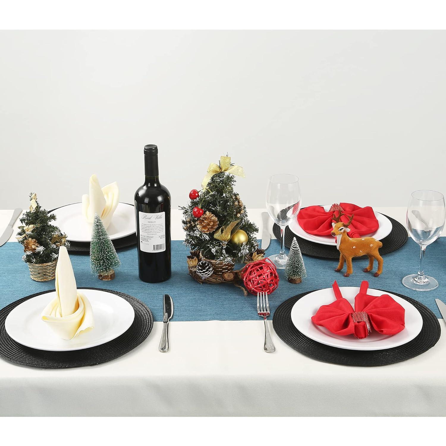 Black Round Polypropylene Placemats Set of 6 for Dining Table