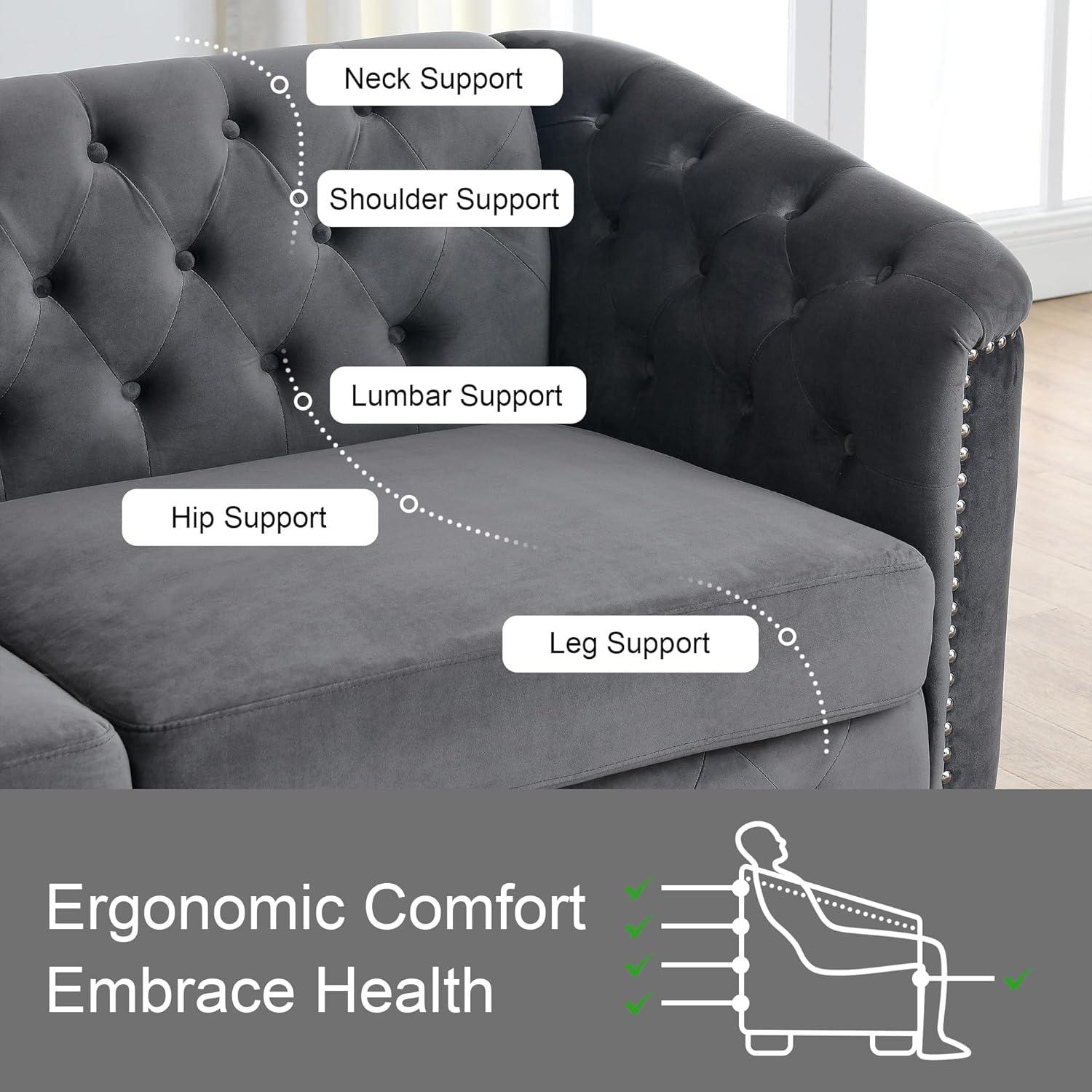 House of Hampton® House of Hampton® 2 Piece Chesterfield Sofa Set, Upholstered 77" Velvet 3 Seater Sofa + 59" Velvet Loveseat