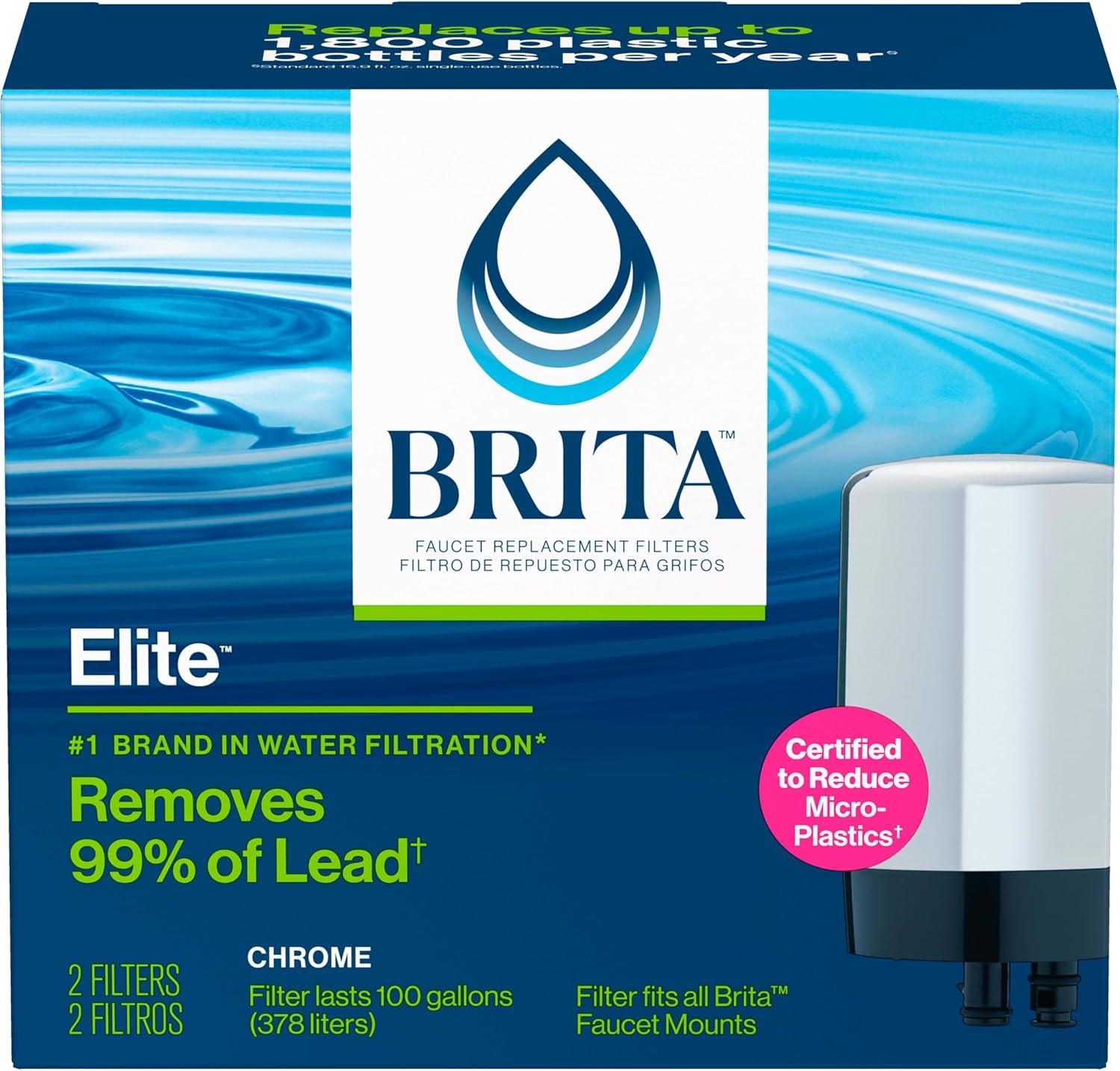 Brita Complete Tap Water Faucet Replacement Filters, 2 Count - Chrome