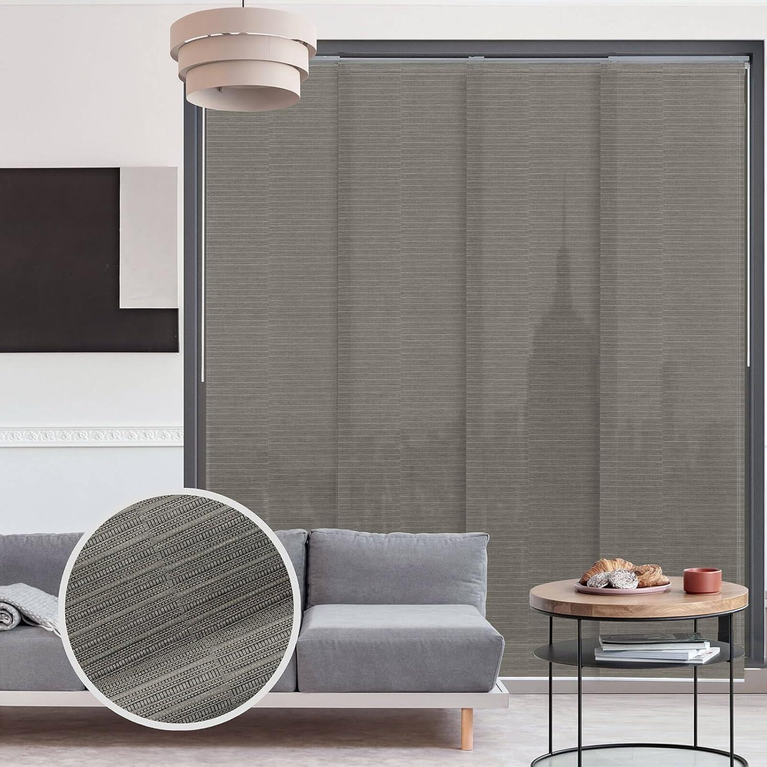 GoDear Design Adjustable Sliding Panel Track Blind 45.8"- 86" W x 96" H, Vertical Blinds, Light Filtering, Peppercorn