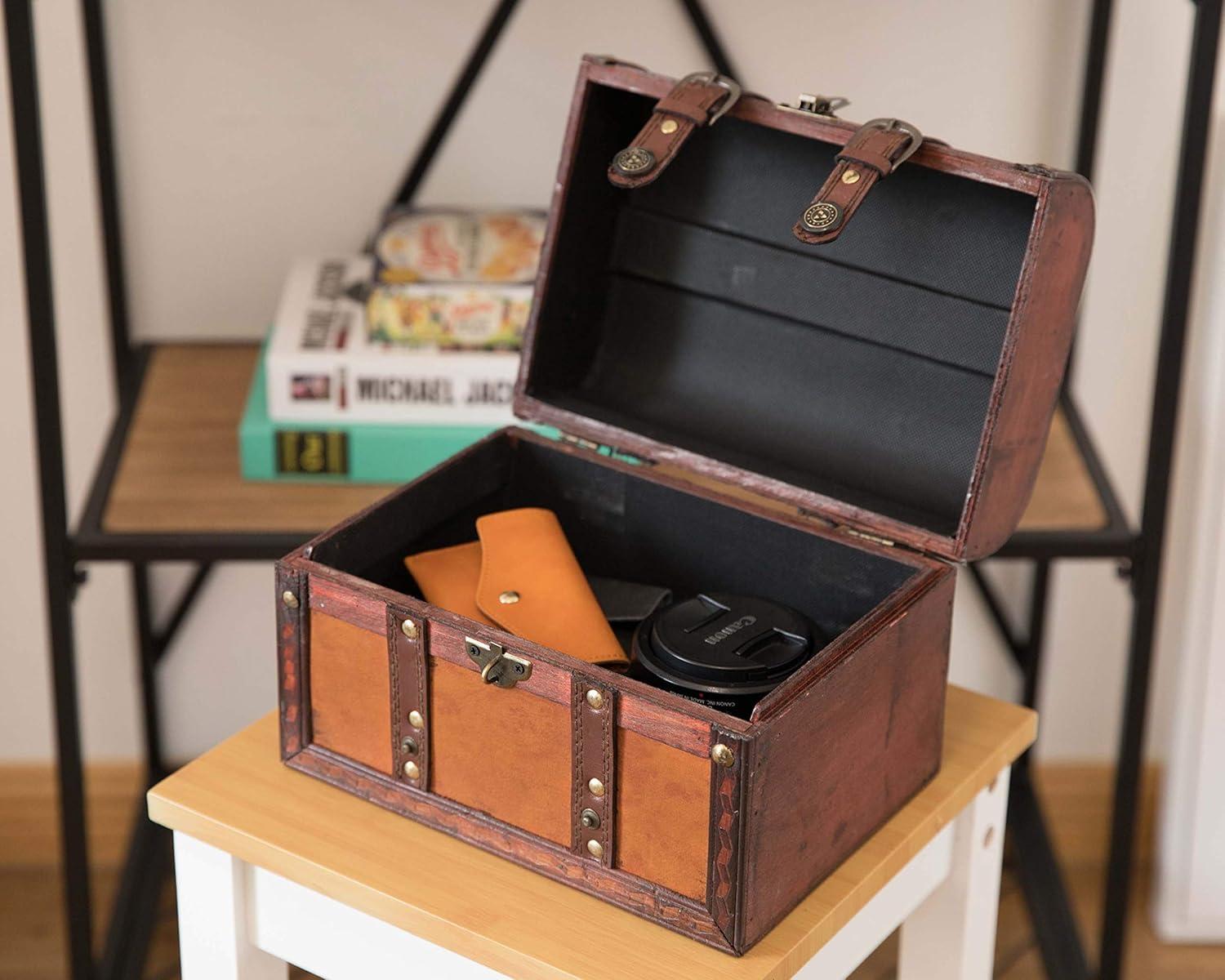 Vintiquewise Decorative Leather Treasure Boxes