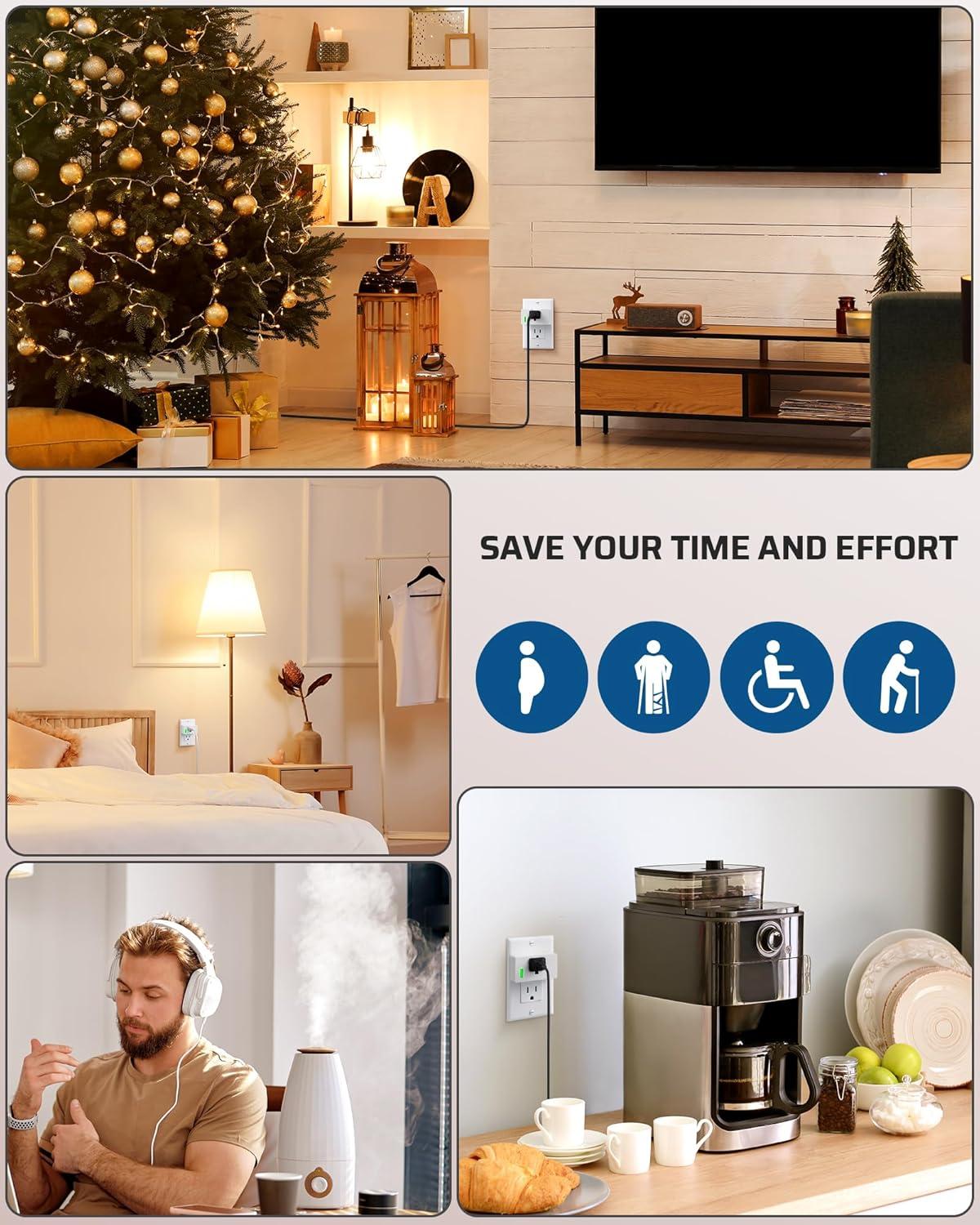 DEWENWILS Remote Control Outlet, Remote Control Outlet Plug 200FT Range, Indoor Wireless Remote Outlet Switch for Lamps, Fans, Christmas Lights, 15A/1800W，FCC & ETL Listed (5 Outlets + 2 Remotes)