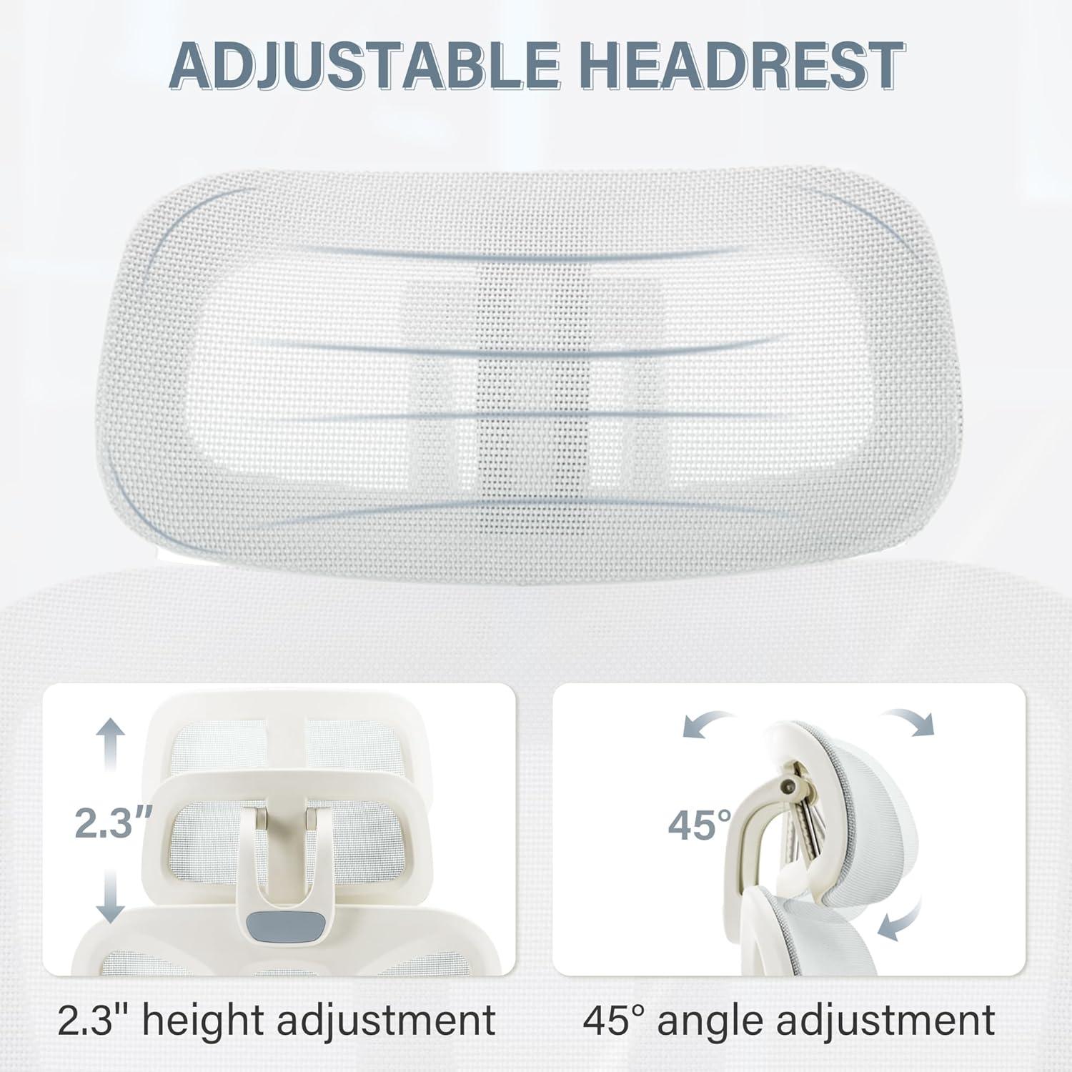 Inbox Zero High Back Ergonomic Mesh Office Chair With Adjustable Headrest and Armrest
