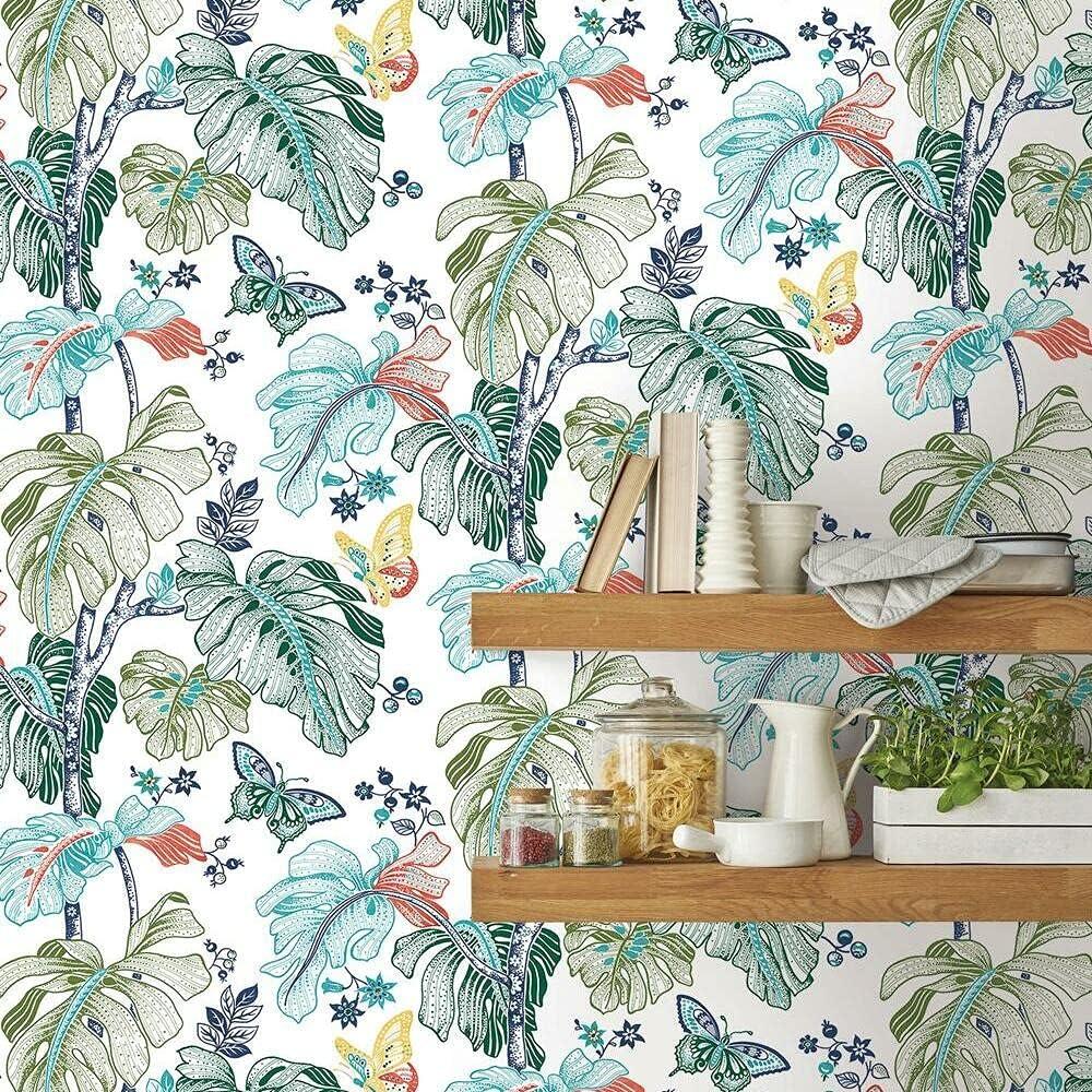 Boho Palm Tropical Multicolor Peel and Stick Wallpaper