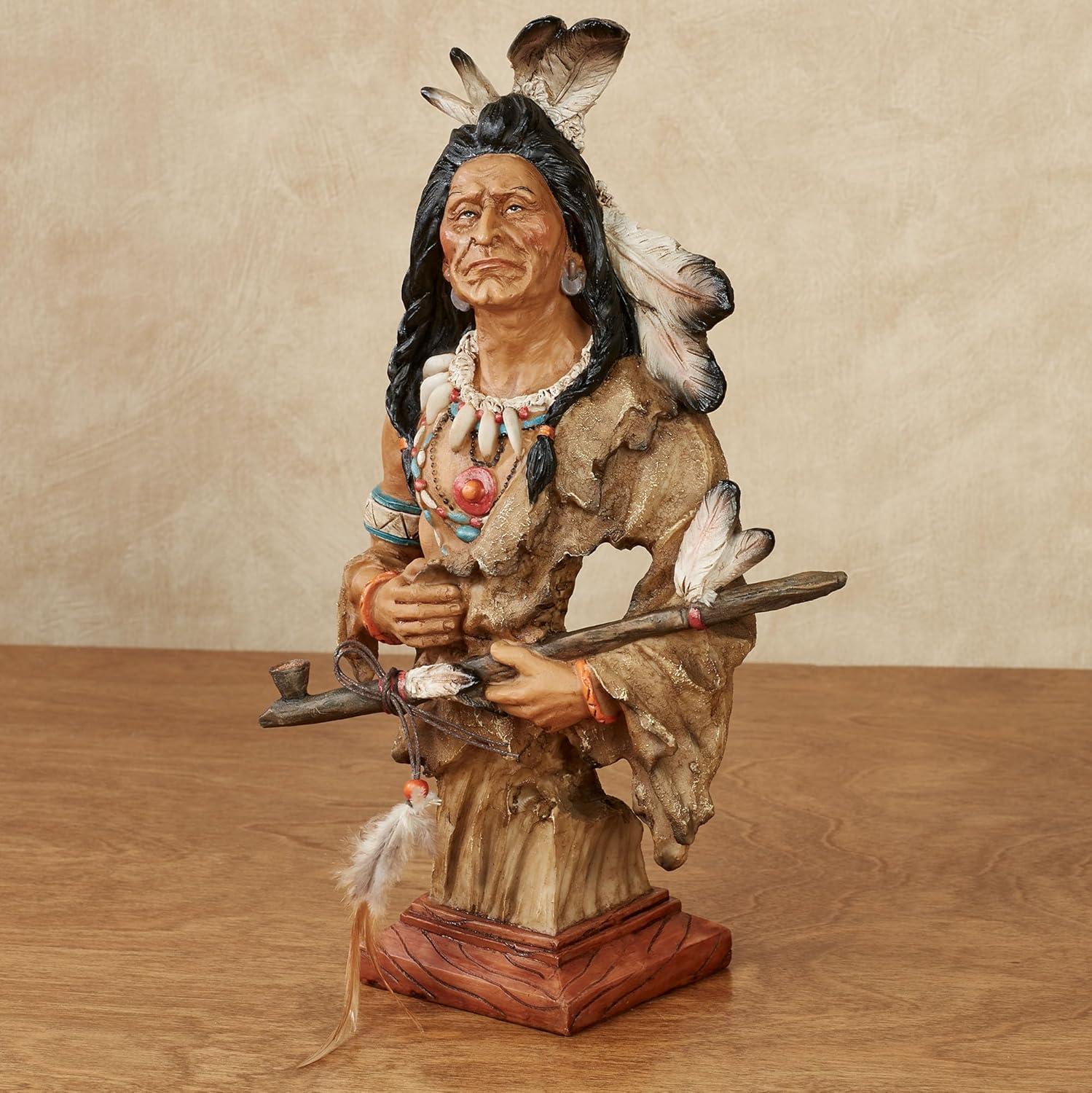Textured Earth Tones Resin Warrior Table Sculpture