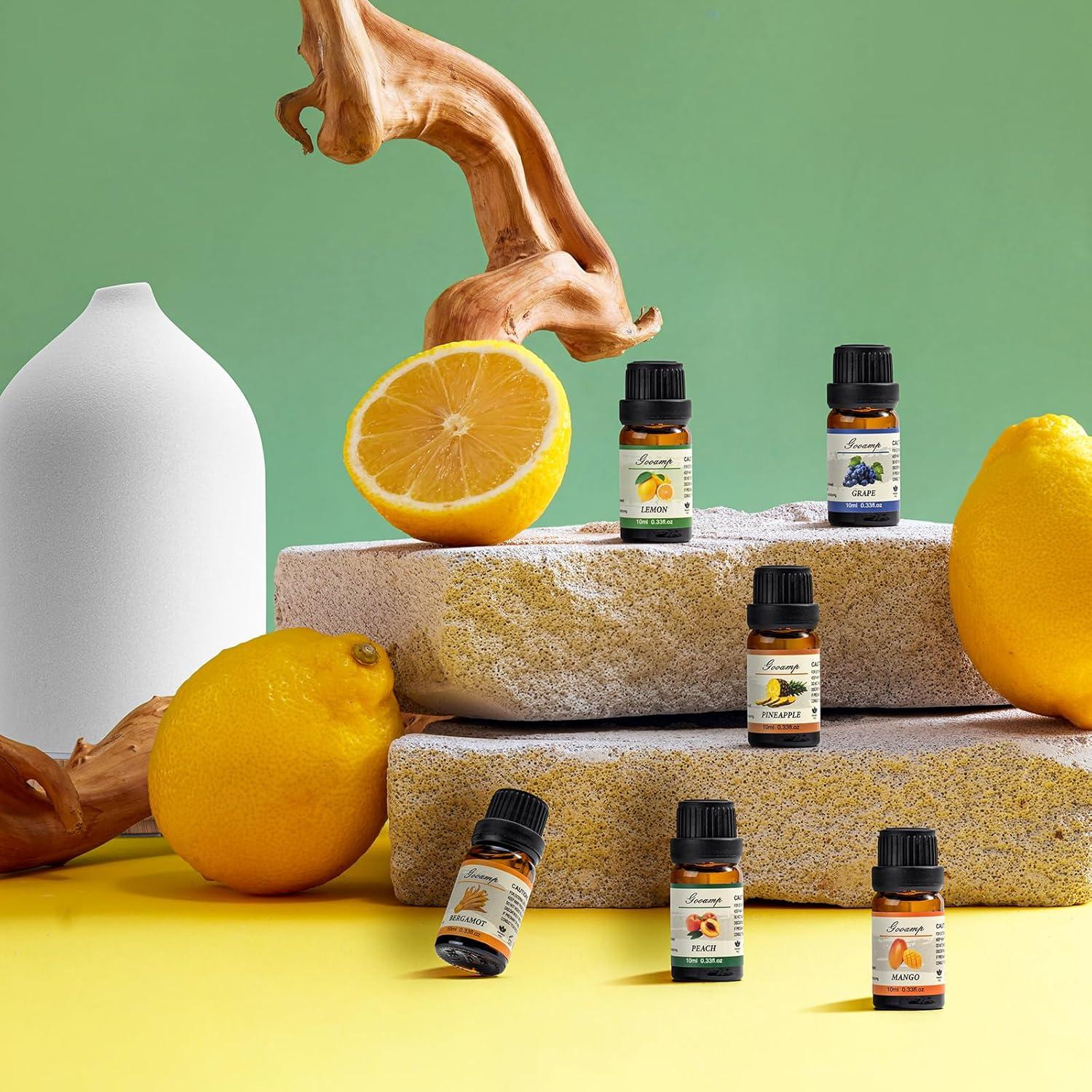 Essential Oils Set - Top 6 Blends for Diffusers, Home Care, Candle Making Scents, Fragrance, Aromatherapy, Humidifiers, Gifts - Peppermint, Tea Tree, Lavender, Eucalyptus, Lemongrass, Orange (10mL)